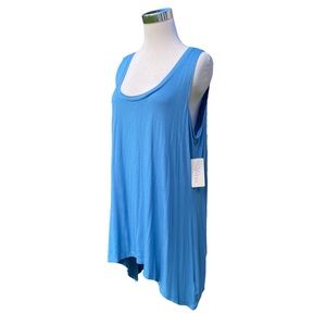 LOGO Layers by Lori Goldstein XL Tank Sharkbite Asymmetric Hem Scoop Neck Blue